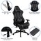 Emma and Oliver Gaming Desk Set - Cup/Headset Holder/Reclining & Footrest